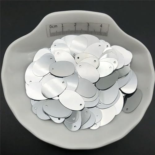 30 g 12 x 20 mm flache, ovale Pailletten zum Nähen, für Schuhe, Hüte, Basteln, Bastelzubehör-Silber-150 g 30 g 12 x 20 mm flache, ovale Pailletten zum Nähen, für Schuhe, Hüte, Basteln, Bastelzubehör-Silber-150 g von BGPFJK