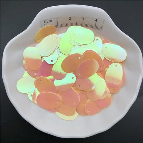 30 g 12 x 20 mm flache ovale Form lose Pailletten zum Nähen, Schuhen, Hüten, Basteln, Bastelzubehör-AB Beige-30 g von BGPFJK
