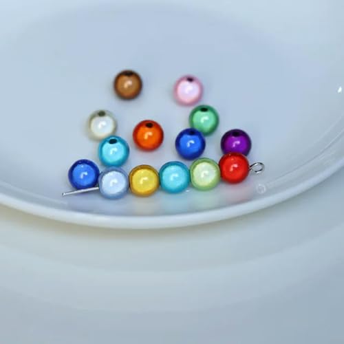 4/6/8/10/12/14 mm Perlenperle, Satinglanz, Imitation, perlmuttfarben gefärbt, runde Glasperle, lose Abstandsperle für Schmuck, Halsketten, Vasenfüller, mehrfarbig, 4 mm x 50 Stück 4/6/8/10/12/14 mm Perlenperle, Satinglanz, Imitation, perlmuttfarben gefärbt, runde Glasperle, lose Abstandsperle für Schmuck, Halsketten, Vasenfüller, mehrfarbig, 4 mm x 50 Stück von BGPFJK