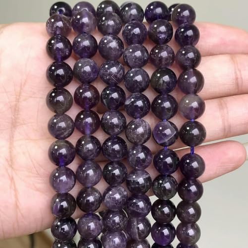 4–14 mm schwarze runde Perlen aus vulkanischem Lavastein, 15 Zoll große Größe, zum Selbermachen von Armbändern, Amethyst, 10 mm, 38 Perlen von BGPFJK