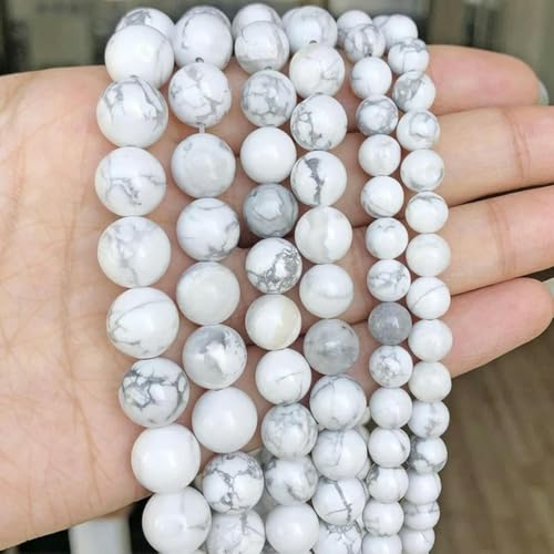 4–14 mm schwarze vulkanische Lavasteinperlen, runde Perlen, 15 Zoll große Auswahl, DIY-Armband – Howlith – 10 mm, 38 Perlen von BGPFJK