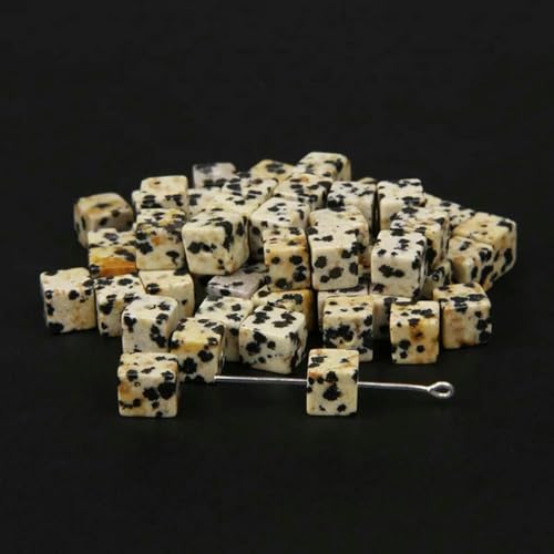 4 mm/6 mm/8 mm quadratische Perlen, Würfelstein, lose Abstandsperlen, DIY, handgefertigt zur Schmuckherstellung, Dalmatiner, 4 mm, ca. 40 Stück von BGPFJK