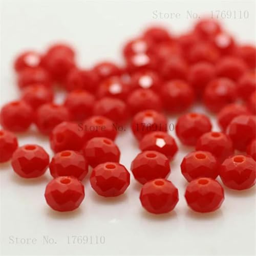 4 x 6 mm, 50 Stück, Rondell-Kristallperlen, facettierte, lose Abstandsperlen, runde Perlen zur Schmuckherstellung, einfarbig rot, 3 x 4 mm, 125 Stück 4 x 6 mm, 50 Stück, Rondell-Kristallperlen, facettierte, lose Abstandsperlen, runde Perlen zur Schmuckherstellung, einfarbig rot, 3 x 4 mm, 125 Stück von BGPFJK