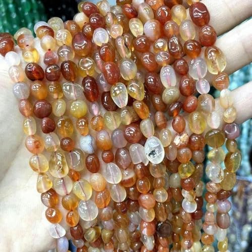 5–10 mm Stein, unregelmäßiger Morganit, Jade, Achate, Citrin, Amazonit, Quarzperlen zur Schmuckherstellung, Ohrstecker, Armband, DIY-Roter Achat, 8–10 mm von BGPFJK