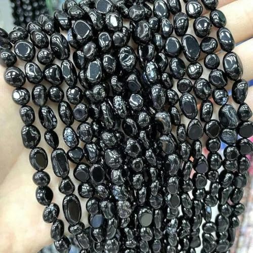 5–10 mm Stein, unregelmäßiger Morganit, Jade, Achate, Citrin, Amazonit, Quarzperlen zur Schmuckherstellung, Ohrstecker, Armband, DIY-Schwarzer Turmalin, 8–10 mm von BGPFJK
