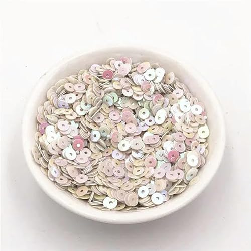 5 g/4 mm runde Pailletten, Basteln, Glitzer, Costura, Nähen, Handarbeit, Dekoration, Konfetti, DIY-Pailletten, Zubehör, weiß AB-4 mm von BGPFJK