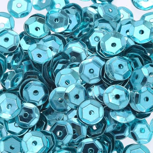 5 g/Los 4 mm 6 mm 7 mm Pailletten lose runde Cup-Pailletten Glitzer zum Nähen Nagelkunsthandwerk-Seeblau-7 mm 5 g 350 Stück von BGPFJK