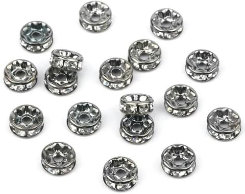 50/100 Stück 6 mm 8 mm AB Silber Farbe Quadrat Strass Rondelle Kristall Abstandsperlen für Schmuckherstellung DIY Armband Halskette-Gun Black_a-10 mm 50 Stück von BGPFJK