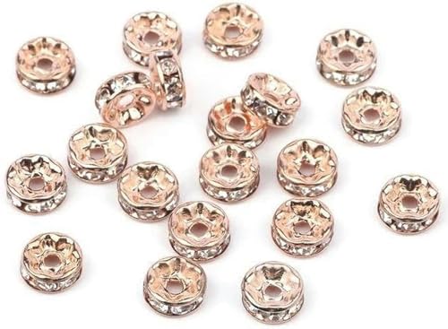 50/100 Stück 6 mm 8 mm AB Silberfarbene quadratische Strass-Rondellen Kristall-Abstandshalterperlen zur Schmuckherstellung DIY-Armband-Halskette-Roségold_a-4 mm 50 Stück von BGPFJK