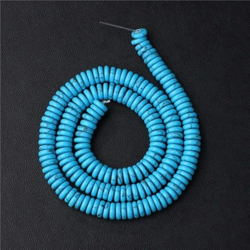 Blaue türkise Steinperlen, flache Rondellperlen, runde quadratische Form, lose Abstandsperlen, Zubehör-Nr. 5, 6 x 2 mm Blaue türkise Steinperlen, flache Rondellperlen, runde quadratische Form, lose Abstandsperlen, Zubehör-Nr. 5, 6 x 2 mm von BGPFJK