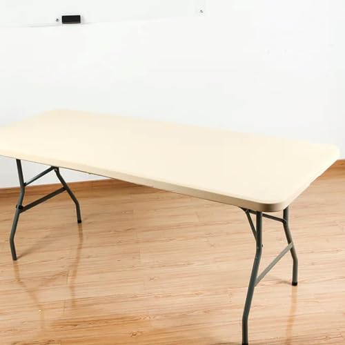 Elastische Tischdecke, Tischschutz für Hochzeiten, waschbare Tischdecke mit eng anliegendem Rand, Picknick-, Camping- und Bankett-Tischdecke, Beige, 243 x 76 cm von BGPFJK