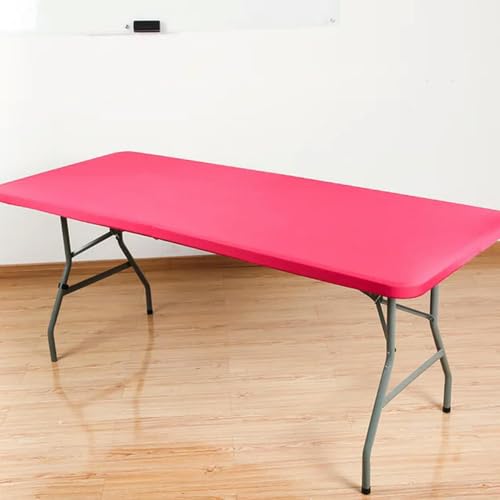 Elastische Tischdecke, Tischschutz für Hochzeiten, waschbare Tischdecke mit eng anliegendem Rand, Picknick-, Camping- und Bankett-Tischdecke, Rosarot, 243 x 76 cm von BGPFJK