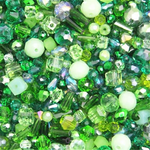 Gemischte Farbe, Gesamtgröße und Form ca. 10 g lose Kristallperlen, Glasperlen für Kinder, Schmuck, DIY-Zubehör, mehrfarbig, grün, 10 g gemischt Gemischte Farbe, Gesamtgröße und Form ca. 10 g lose Kristallperlen, Glasperlen für Kinder, Schmuck, DIY-Zubehör, mehrfarbig, grün, 10 g gemischt von BGPFJK
