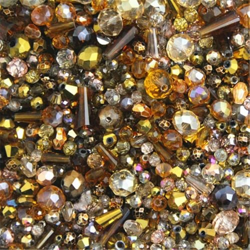Gemischte Farbe, Gesamtgröße und Form ca. 10 g lose Kristallperlen, Glasperlen für Kinder, Schmuck, DIY-Zubehörherstellung-golden mehrfarbig-10 g gemischt Gemischte Farbe, Gesamtgröße und Form ca. 10 g lose Kristallperlen, Glasperlen für Kinder, Schmuck, DIY-Zubehörherstellung-golden mehrfarbig-10 g gemischt von BGPFJK