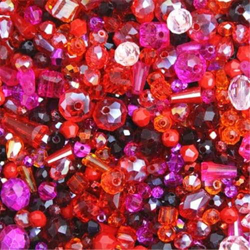 Gemischte Farbe, Gesamtgröße und Form ca. 10 g lose Kristallperlen, Glasperlen für Kinder, Schmuck, DIY-Zubehörherstellung-rot mehrfarbig-10 g gemischt Gemischte Farbe, Gesamtgröße und Form ca. 10 g lose Kristallperlen, Glasperlen für Kinder, Schmuck, DIY-Zubehörherstellung-rot mehrfarbig-10 g gemischt von BGPFJK
