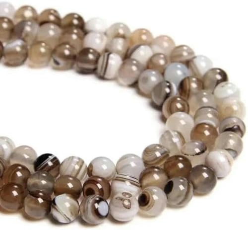 Graue Rauchachatperlen, Steinperlen, glatte, gestreifte, runde, lose Perlen zur Schmuckherstellung, DIY-Armband, Halskette, handgefertigt – 26 mattes Glas – 10 mm, ca. 36 Perlen – 38 glatter Kaffe von BGPFJK