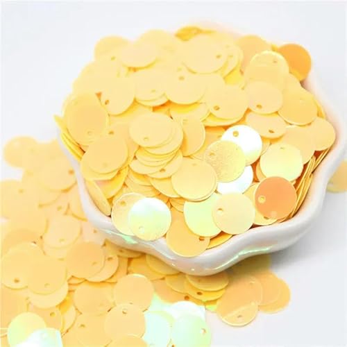 Größere Pailletten, 10, 15, 20, 25, 30 mm, flach, rund, lose Pailletten, Nähzubehör für Kleidungsstücke, ab gelb, 30 mm, 50 g, 200 Stück von BGPFJK