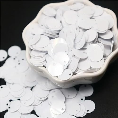 Größere Pailletten, 10, 15, 20, 25, 30 mm, flach, rund, lose Pailletten, Nähzubehör zum Basteln, DIY-Zubehör für Kleidungsstücke, weiß, 15 mm, 20 g, 240 Stück von BGPFJK