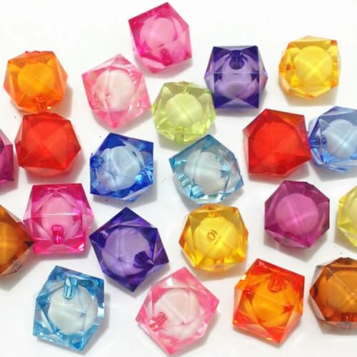 Großhandel 8 mm/10 mm/12 mm/16 mm/20 mm klobige transparente Würfel-Facettenperlen in Perlen für Modeschmuck/DIY/Perlenbeutel zum Anfertigen – zufällig gemischt – 20 mm, 120 Stück pro Beutel von BGPFJK