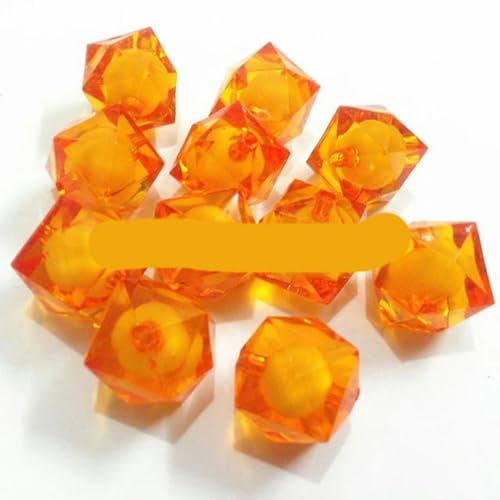 Großhandel 8 mm/10 mm/12 mm/16 mm/20 mm klobige transparente Würfel-Facettenperlen in Perlen für Modeschmuck/DIY/Perlenbeutel zum Basteln, orange, 16 mm, 220 Stück pro Beutel von BGPFJK