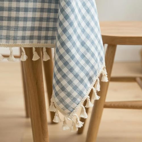 Klassische Karierte Tischdecke, grün-weiß, Buffalo-Karo-Tischdecke mit Quaste, Picknick-Gingham-Tischdecke aus Baumwolle, TB himmelblau, 60 x 60 cm von BGPFJK