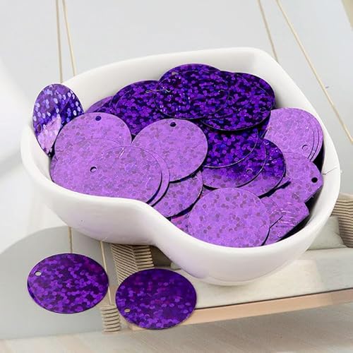 Multis 6–30 mm flache, runde Pailletten für Heimwerkerarbeiten, Bekleidungszubehör, Zubehör zur Schmuckherstellung, 10 g, Dunkelviolett, 20 mm, 10 g, 90 Stück von BGPFJK