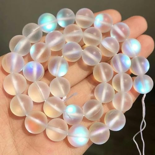 Orange Jade-Chalcedon-Steinperlen, lose, runde Perlen zur Schmuckherstellung, 15 Stränge, 6, 8, 10, 12 mm, DIY-Armband, Halskette – Blau – 8 mm, 46 Perlen, matter Kristall, 4 mm, 91 Perlen von BGPFJK
