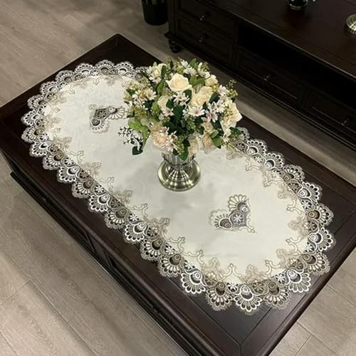 Ovale Tischdecke, Esstischdecke, bestickte Teetischdecke, TV-Schrankbezüge für die Dekoration von Zuhause und Hotels, C Tischläufer, 50 x 110 cm, oval von BGPFJK