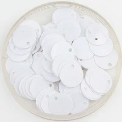 Pailletten, 10/15/20/25/30 mm, PVC, flach, rund, lose Pailletten, Nähzubehör, 10 g, weiß, 30 mm, 10 g, 36 Stück von BGPFJK