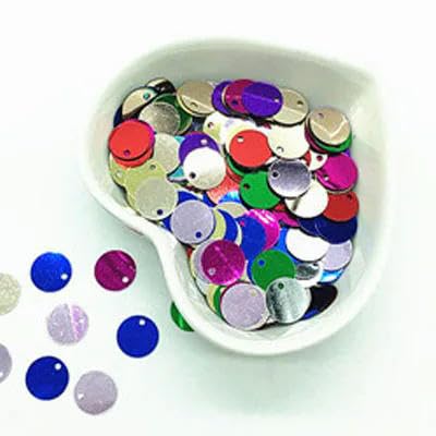 Pailletten, 10 mm, 15 mm, 20 mm, 25 mm, 30 mm, flach, rund, lose Pailletten, zum Nähen, Basteln mit 1 Loch an der Seite, 10 g, Mix, 15 mm, 10 g von BGPFJK