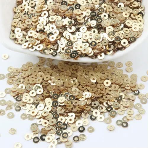 Pailletten, 3 mm, 4 mm, 5 mm, 6 mm, flach, rund, lose Pailletten, zum Nähen, Basteln, für Dekoration, Kleidungsstücke, DIY-Zubehör, Hellgold, 4 mm, 20 g Pailletten, 3 mm, 4 mm, 5 mm, 6 mm, flach, rund, lose Pailletten, zum Nähen, Basteln, für Dekoration, Kleidungsstücke, DIY-Zubehör, Hellgold, 4 mm, 20 g von BGPFJK
