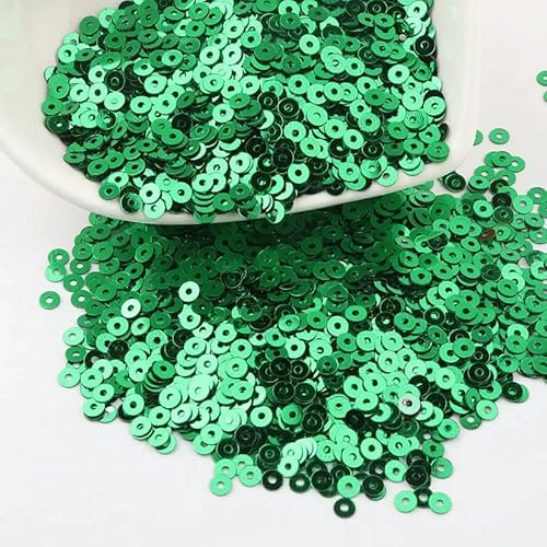 Pailletten, 3 mm, 4 mm, 5 mm, 6 mm, flach, rund, lose Pailletten, zum Nähen, Basteln, für Dekoration, Kleidungsstücke, DIY-Zubehör, grün, 5 mm, 50 g Pailletten, 3 mm, 4 mm, 5 mm, 6 mm, flach, rund, lose Pailletten, zum Nähen, Basteln, für Dekoration, Kleidungsstücke, DIY-Zubehör, grün, 5 mm, 50 g von BGPFJK