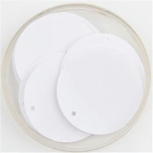 Pailletten, 30 mm, 40 mm, 50 mm, Pailletten zum Basteln, große, runde Pailletten, Paillette mit 1 Seitenloch, manuelles DIY-Nähzubehör, weiß, 30 mm Pailletten, 30 mm, 40 mm, 50 mm, Pailletten zum Basteln, große, runde Pailletten, Paillette mit 1 Seitenloch, manuelles DIY-Nähzubehör, weiß, 30 mm von BGPFJK