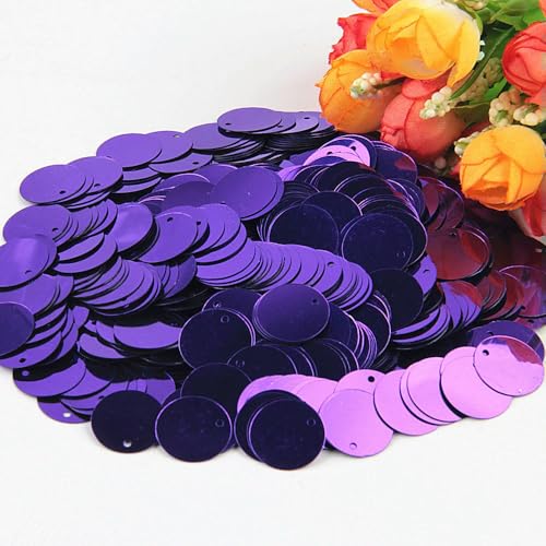 Pailletten, flach, rund, groß, 10 mm, 15 mm, 20 mm, 25 mm, Randloch, lose Pailletten-dunkelviolett-10 mm, 20 g, 500 Stück von BGPFJK