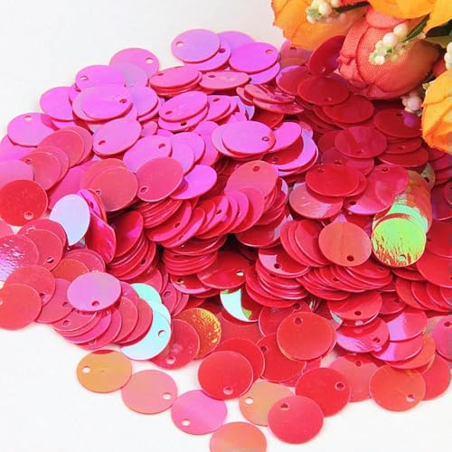 Pailletten, flach, rund, große Paillette, 10 mm, 15 mm, 20 mm, 25 mm, Randloch, lose Pailletten-ABred-30 mm, 50 g, 200 Stück von BGPFJK