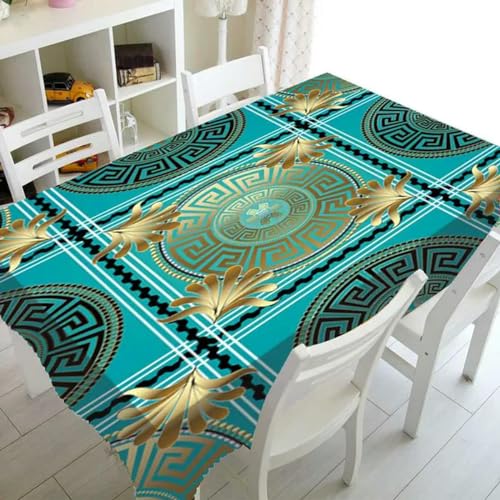 Rechteckige Tischdecke mit geometrischem Muster in Schwarz und Gold für Tisch und Dekoration, wasserdichte Tischdecke (12) - 85–85 cm von BGPFJK