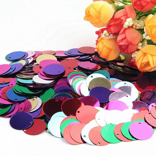 Runde, lose Pailletten, 10 mm, 15 mm, 20 mm, 25 mm, 30 mm, zum Nähen, Basteln, Mix, 30 mm, 20 g von BGPFJK