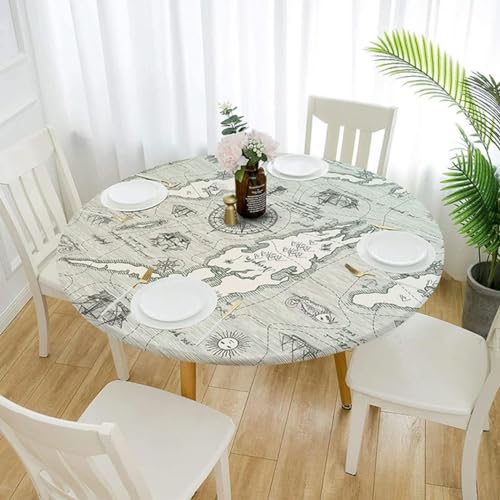 Runde, wasserdichte, rutschfeste, elastische Tischdecke, Tischdeckenbezug für Zuhause, Küche, Esszimmer, Typ 11–140 cm für 120 cm großen Tisch von BGPFJK