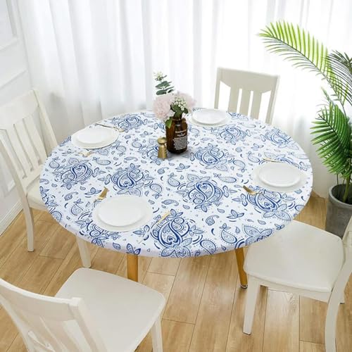 Runde, wasserdichte, rutschfeste, elastische Tischdecke, Tischdeckenbezug für Zuhause, Küche und Esszimmer, Typ 3, 120 cm für 100 cm große Tische von BGPFJK