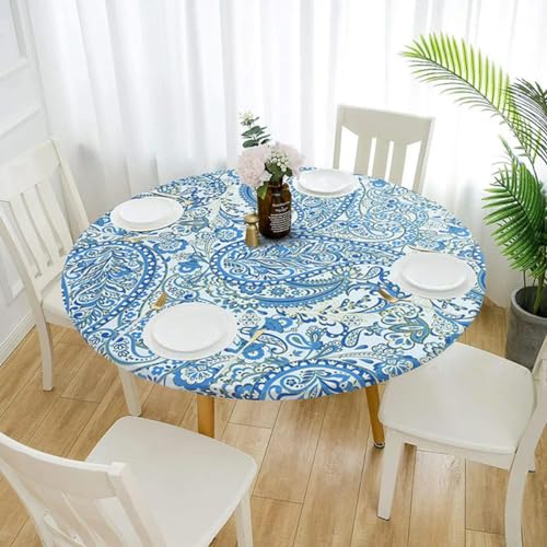 Runde, wasserdichte, rutschfeste, elastische Tischdecke, Tischdeckenbezug für Zuhause, Küche und Esszimmer, Typ 4, 120 cm für 100 cm große Tische von BGPFJK
