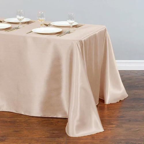 Satin-Tischdecke für Hochzeiten, Weihnachten, Geburtstage, Veranstaltungen, Bankette, Tischdecken, Dekoration für Zuhause, Esstisch, Champagner, 145 x 180 cm (57 x 71 Zoll) von BGPFJK