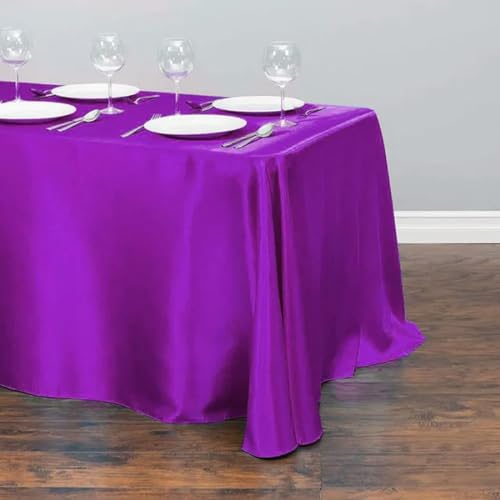 Satin-Tischdecke für Hochzeiten, Weihnachten, Geburtstage, Veranstaltungen, Bankette, Tischdecken, Dekoration für Zuhause, Esstisch, Fuchsia, 145 x 396 cm (57 x 156 Zoll) von BGPFJK