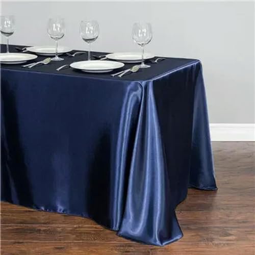 Satin-Tischdecke für Hochzeiten, Weihnachten, Geburtstage, Veranstaltungen, Bankette, Tischdecken, Dekoration für Zuhause, Esstisch, blau, 145 x 250 cm von BGPFJK