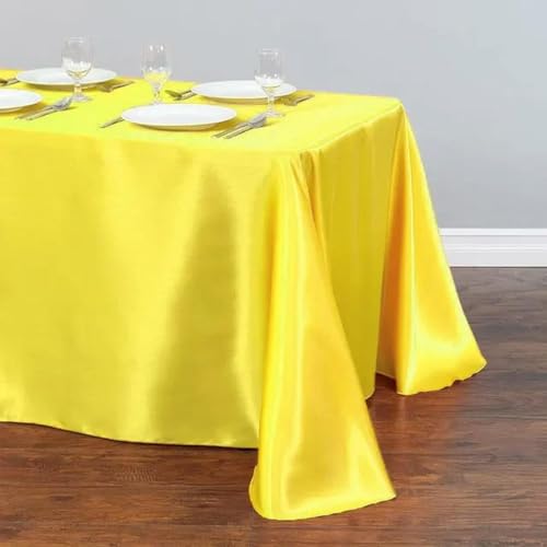 Satin-Tischdecke für Hochzeiten, Weihnachten, Geburtstage, Veranstaltungen, Bankette, Tischdecken, Dekoration für Zuhause, Esstisch, gelb, 145 x 320 cm von BGPFJK