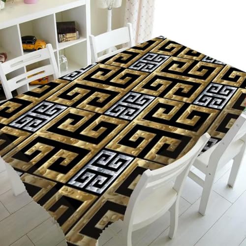 Schwarze und goldene, geometrisch Bedruckte, rechteckige Tischdecke für Tisch und Dekoration, wasserdichte Tischdecke, (11) - 40–70 cm von BGPFJK