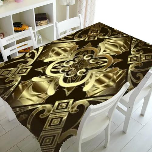 Schwarze und goldene, geometrisch Bedruckte, rechteckige Tischdecke für Tisch und Dekoration, wasserdichte Tischdecke, (16) - 90–140 cm von BGPFJK