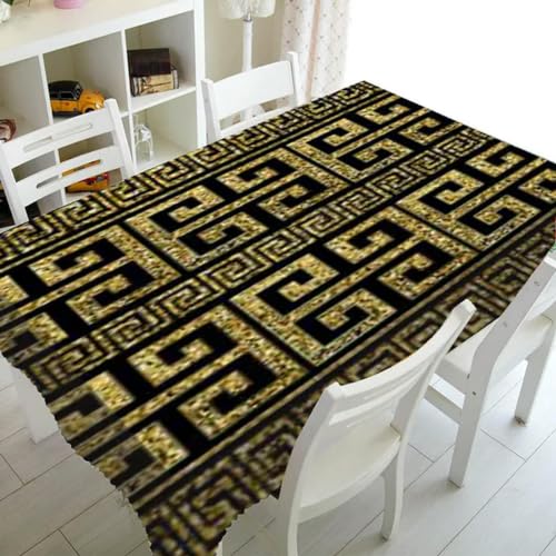 Schwarze und goldene, geometrisch Bedruckte, rechteckige Tischdecke für Tisch und Dekoration, wasserdichte Tischdecke (15) - 140–140 cm von BGPFJK