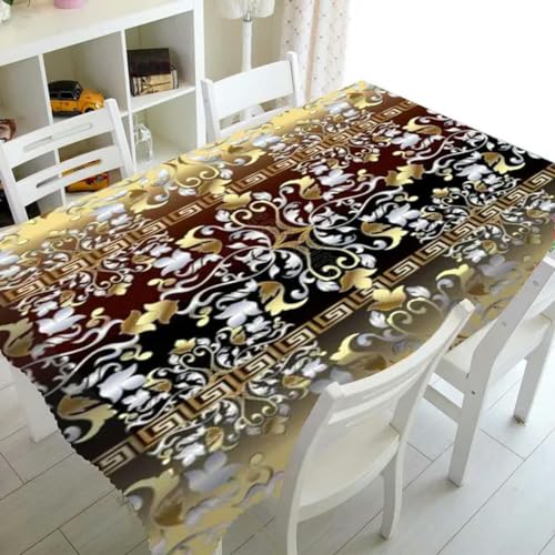 Schwarze und goldene, geometrisch Bedruckte, rechteckige Tischdecke für Tisch und Dekoration, wasserdichte Tischdecke (5) - 140–180 cm von BGPFJK