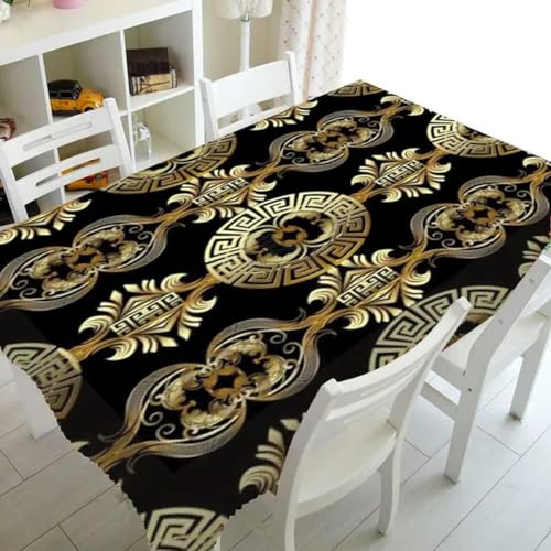 Schwarze und goldene, geometrisch Bedruckte, rechteckige Tischdecke für Tisch und Dekoration, wasserdichte Tischdecke (8) - 100–160 cm von BGPFJK