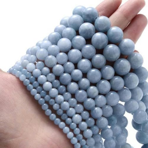Stein Lava Tigerauge Kristall Apatit Turmalin Perlen DIY Armband Halskette 4/6/8/10MM-blauer Chalcedon-4mm (ca. 91 Stück) von BGPFJK